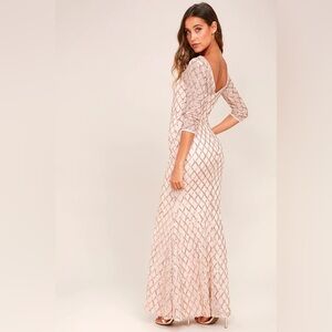 Lulu's Blush Pink Sequin Lattice Maxi Dress
